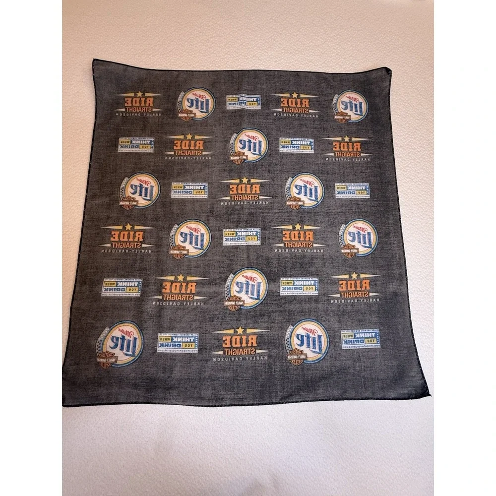 Miller Lite Harley-Davidson Ride Straight Bandana‎ 21x22 Promo Biker Bandana